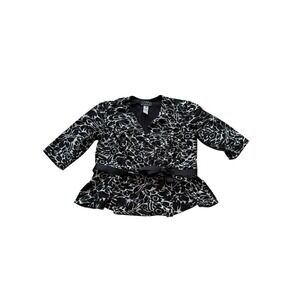 Women's Plus Size Alex Evenings 1x Top‎ Black & White Sequins